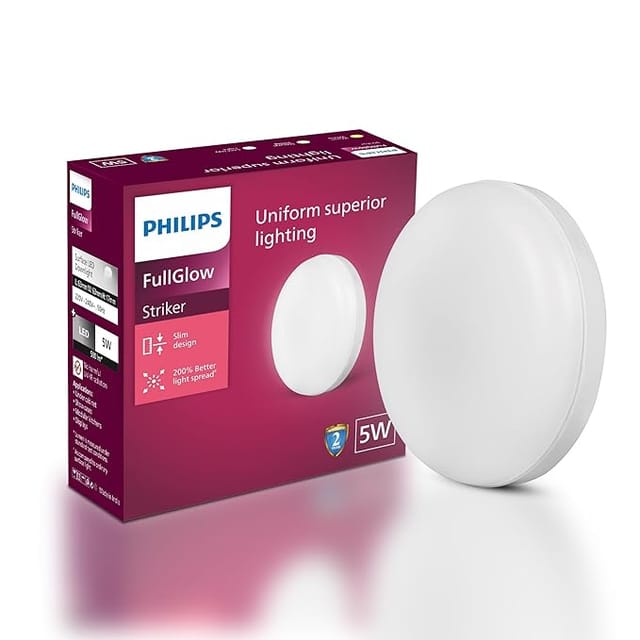PHILIPS polycarbonate Rimless Full Glow 5-watt Round LED product image from Amazon