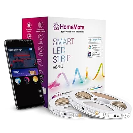 HomeMate RGBIC Dreamcolor LED Strip Lights 32.8 ft WiFi - Amazon product photo HomeMate RGBIC Dreamcolor LED Strip Lights 32.8 ft WiFi product image from Amazon