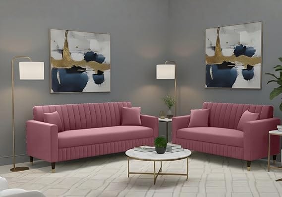 amata omega 3 2 seater mauve colour suede velvet fabric product image from Amazon