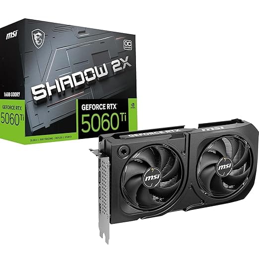 msi geforce rtx 5060 ti 16g shadow 2x oc plus graphic card product image from Amazon