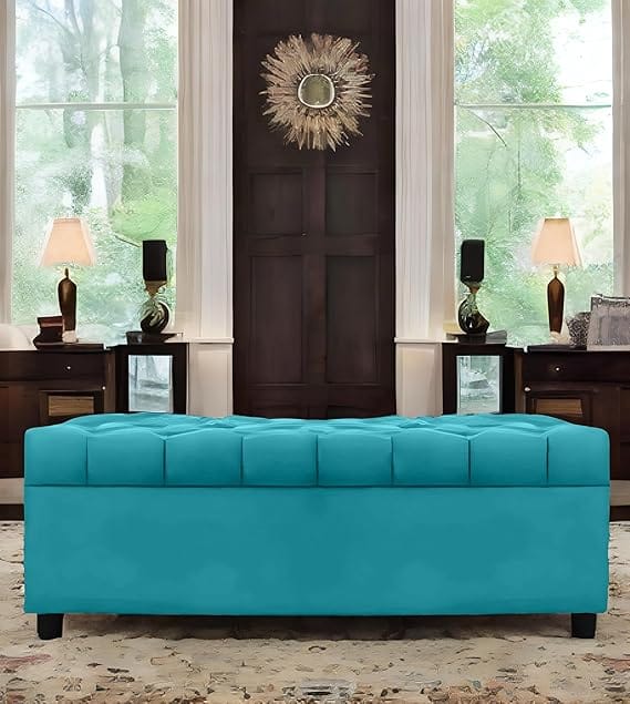 amata eagle 2 seater ottoman pouffe sky blue suede velvet product image from Amazon