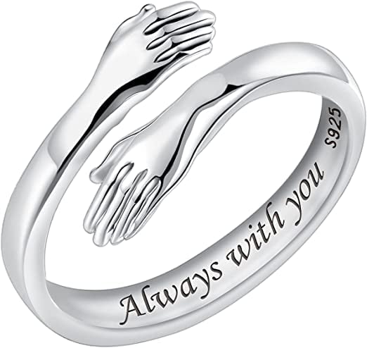 Vientiq Engraved Silver-Plated Hug Hand Ring Always You product image from Amazon