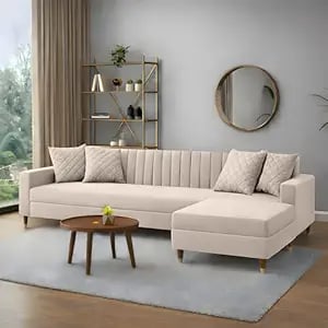 Amata Elegant 4 Seater L Shape Sofa Set Four Cushions product image from Amazon