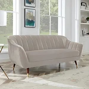 Amata Marino 3 Seater Cream Suded Velvet Fabrci Sofa Set product image from Amazon