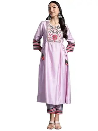 INDO ERA Womens Embroidered Viscose A-Line Kurta Pant Set product image from Amazon