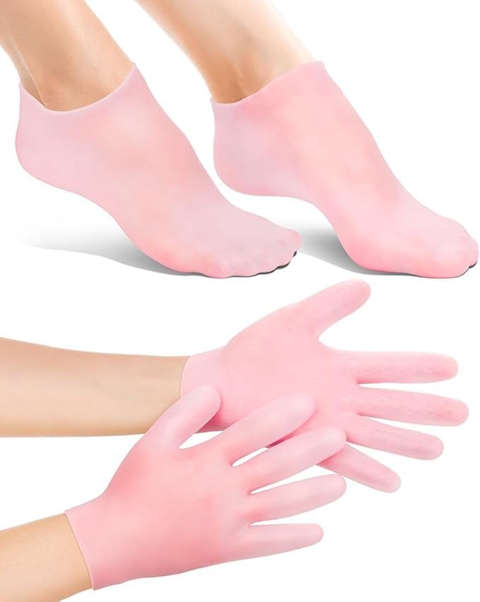 2 Pairs Moisturizing Glove Socks Set Silicone Gel Spa Socks product image from Amazon