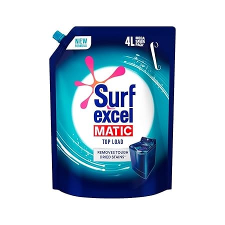 Surf Excel Matic Top Load Liquid Detergent 4L Refill Pouch product image from Amazon
