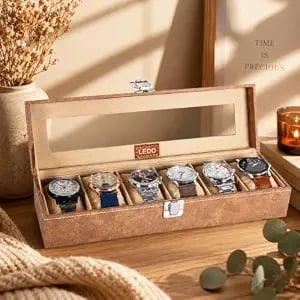Ledo Luxury Watch Box Organizer 6 Slot Display Case product image from Amazon
