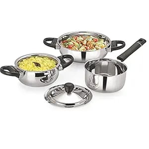 Neelam Stainless Steel Cookware pcs Set Silver Pot Pan Sets product image from Amazon
