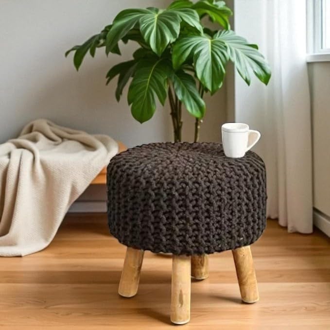 Sitting Solutions Home - Wooden Frame Round Ottomans product image from Amazon