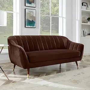 Amata Marino 3 Seater Brown Suede Velvet Fabric Sofa Set product image from Amazon
