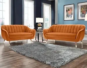 Amata Marino Solid Wood 3 2 Seater Orange Suede Velvet product image from Amazon