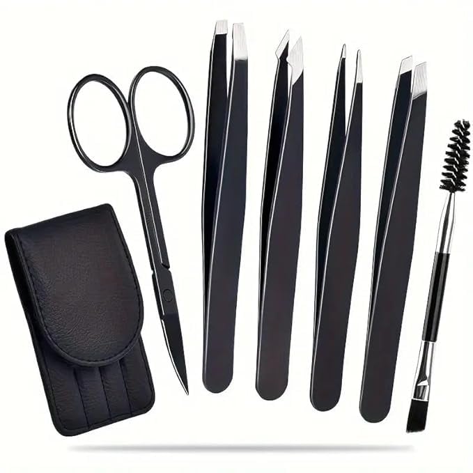 6PCS Professional Eyebrow Tweezers Set Women Men Premium product image from Amazon