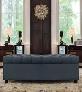 Amata Eagle 2 Seater Ottoman Pouffe Ligth Blue Suede Velvet product image from Amazon
