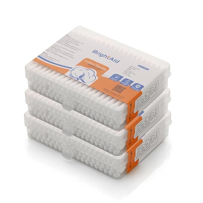 Bright Aid Cotton Buds Pack 3 100 Pure Soft Cotton100 product image from Amazon