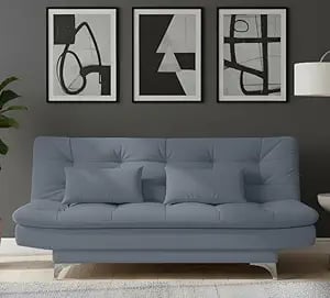 Amata Eagle 3 Seater Sofa Cum Bed Light Grey Suede Velvet product image from Amazon