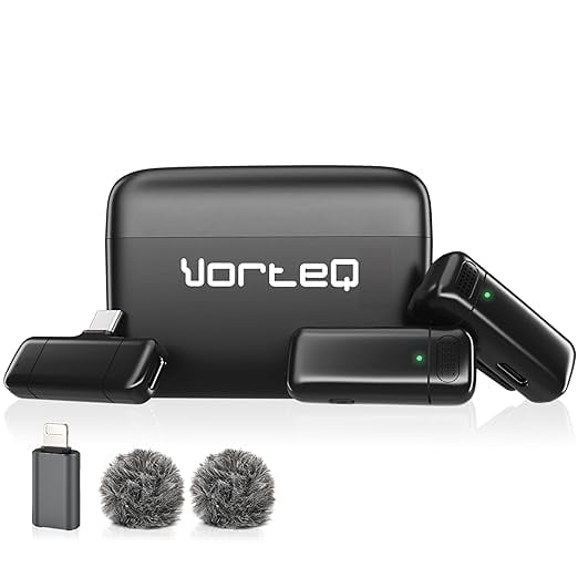 Vorteq Wireless Lavalier Mic iPhone Android Triple Noise product image from Amazon
