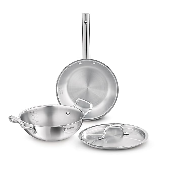 Bergner Tripro Triply Stainless Steel 3 Pc Cookware Set 24 product image from Amazon
