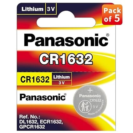 Panasonic CR-1632 Lithium Coin Battery 3v - Pack 5 Provide product image from Amazon