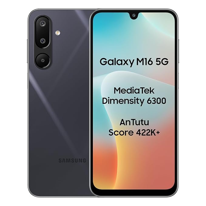 Samsung Galaxy M16 5G Thunder Black 6GB RAM 128 GB Storage product image from Amazon