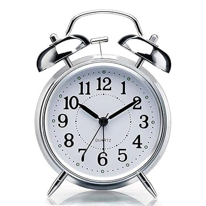 Hotegxa Classic Twin Bell Quartz Alarm Clock Silent Analog product image from Amazon