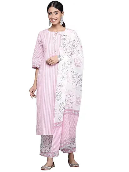 Libas Pink Printed Cotton Straight Kurta With Trousers product image from Amazon