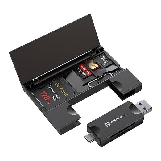Portronics Mport 30 Plus Card Reader Storage Case microSD product image from Amazon