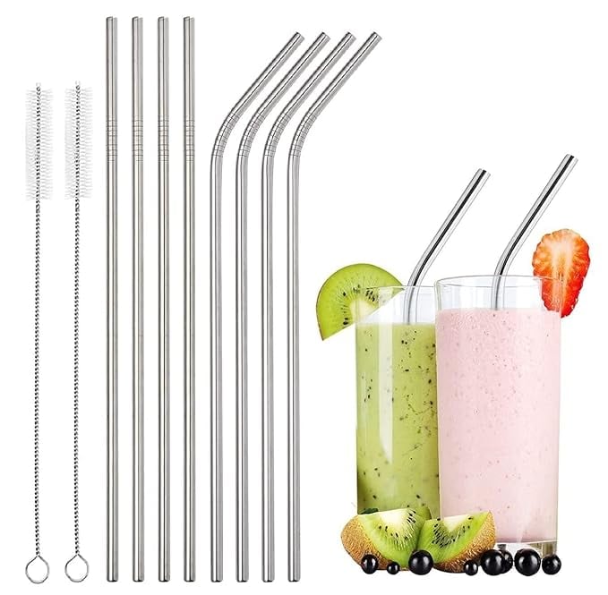 Decorcrafts Stainless Steel Straws Drinking Brushes Pack product image from Amazon