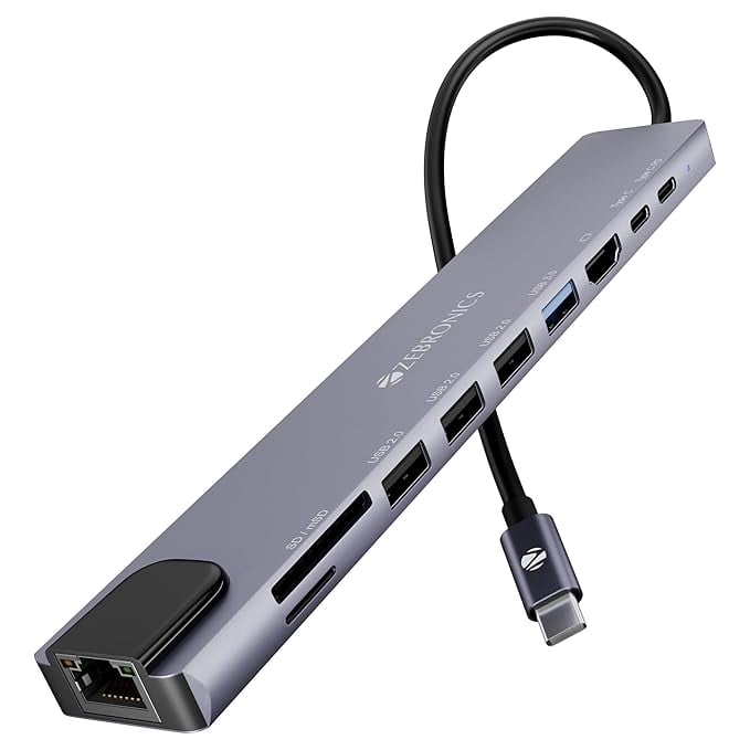 ZEBRONICS CT101 10 1 Multiport HUB 4K HDMI 100 Watts PD product image from Amazon