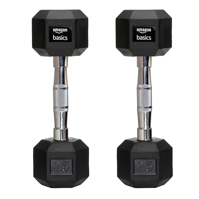 amazon basics Rubber Encased Hex Dumbbell Weight Set Of 2 product image from Amazon