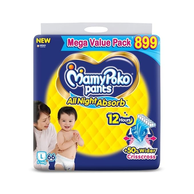 MamyPoko Pants All Night Absorb Baby Diapers Large L 66 product image from Amazon