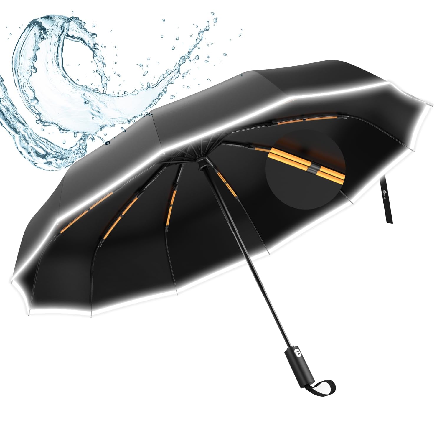 Anycho Big Umbrella Men 3 Fold Reflective Stripe Travel product image from Amazon