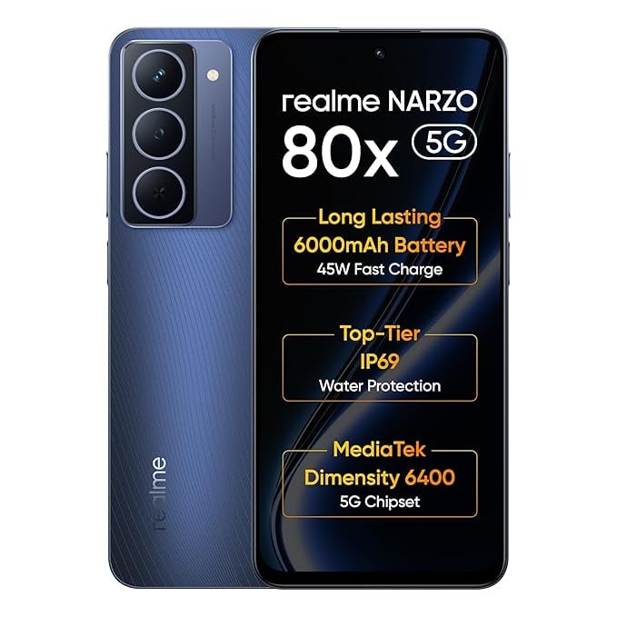 realme NARZO 80x 5G Deep Ocean6GB128GB Dimensity 6400 5G product image from Amazon