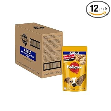 Pedigree Adult Wet Dog Food Chicken Liver Chunks Gravy 130 product image from Amazon