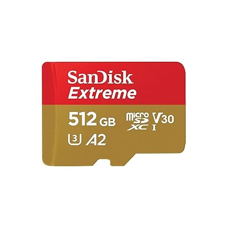 SanDisk Extreme 512GB microSDXC UHS-I V30 190MBs Read product image from Amazon