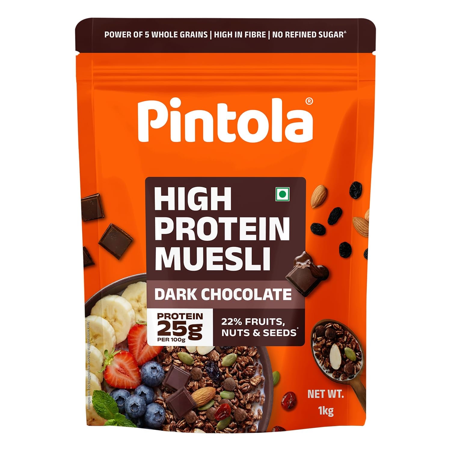 Pintola 25g High Protein Dark Chocolate Cranberry Muesli product image from Amazon