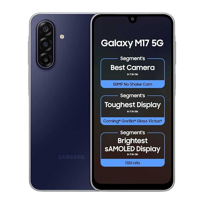 Samsung Galaxy M17 5G Sapphire Black 8GB RAM 128GB Storage product image from Amazon