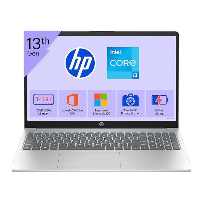HP 15 13th Gen Intel Core i3-1315U 12GB DDR4 512GB SSD FHD product image from Amazon