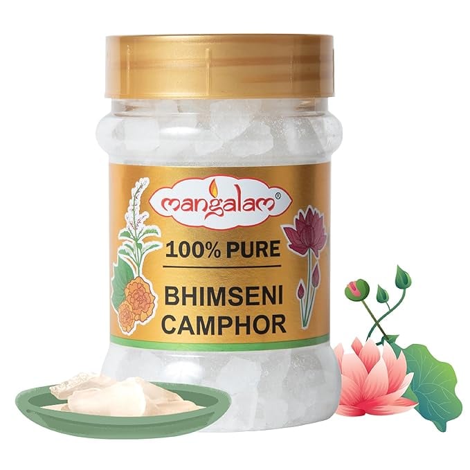 MANGALAM Bhimseni Original Solid Camphor 100G Jar - Pack Of product image from Amazon