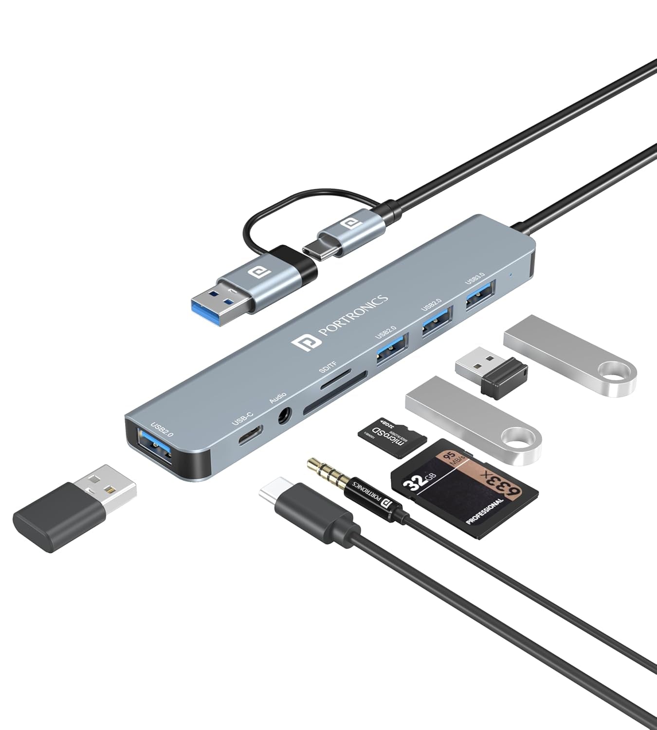 Portronics Mport 8 Plus Dual Plug 8-In-1 Docking Station product image from Amazon