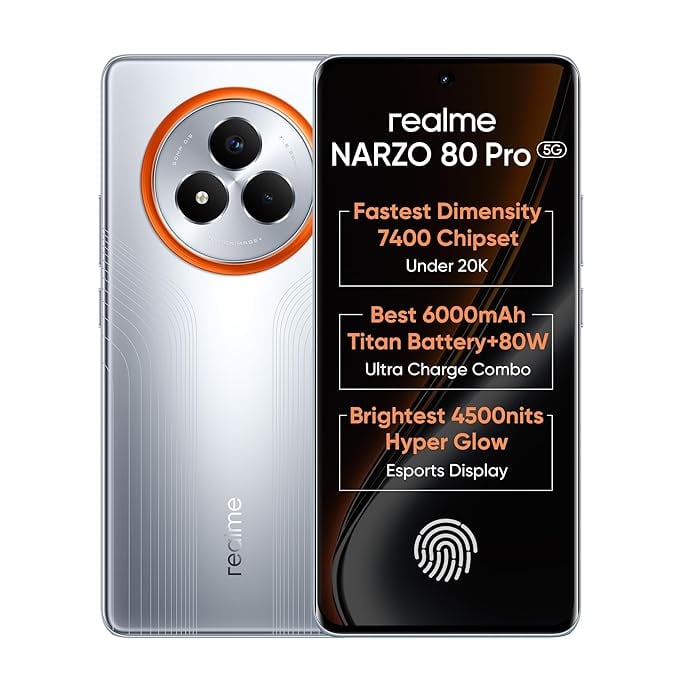 realme NARZO 80 Pro 5G Speed Silver8GB128GB Segments 1st product image from Amazon