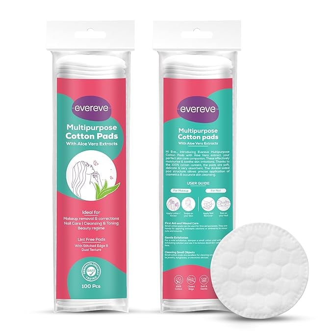 Evereve Multipurpose Cotton Pads 200 Pcs 100 Cotton With product image from Amazon
