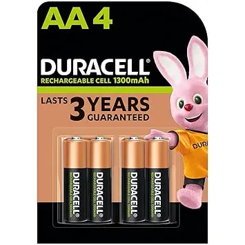 Duracell Rechargeable AA 1300mAh Batteries Pack 4 - product image from Amazon