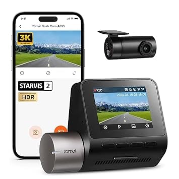 70mai A510 HDR 3K Dual Channel Dash Cam STARVIS 2 IMX675 product image from Amazon