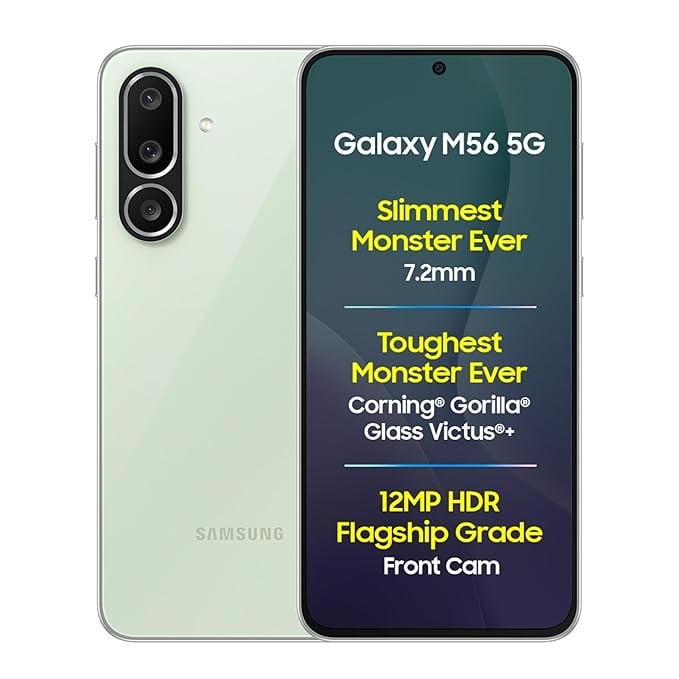 Samsung Galaxy M56 5G Light Green 8 GB RAM 128 GB Storage product image from Amazon