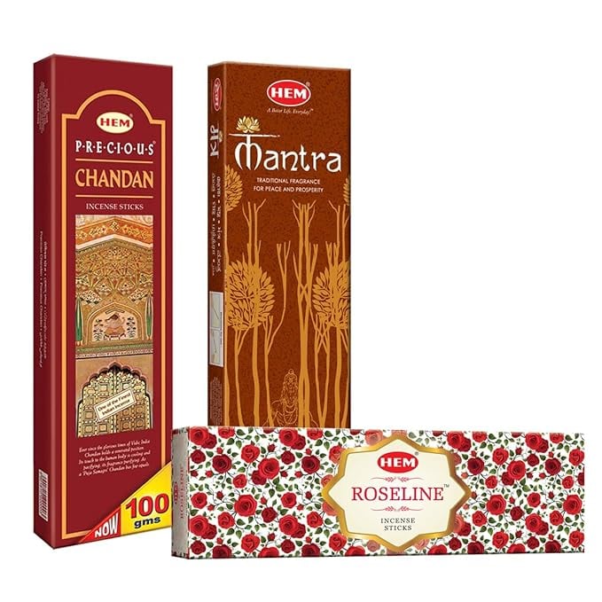 HEM Agarbatti Combo Pack 3 Fragrance 220 g Roseline Chandan product image from Amazon