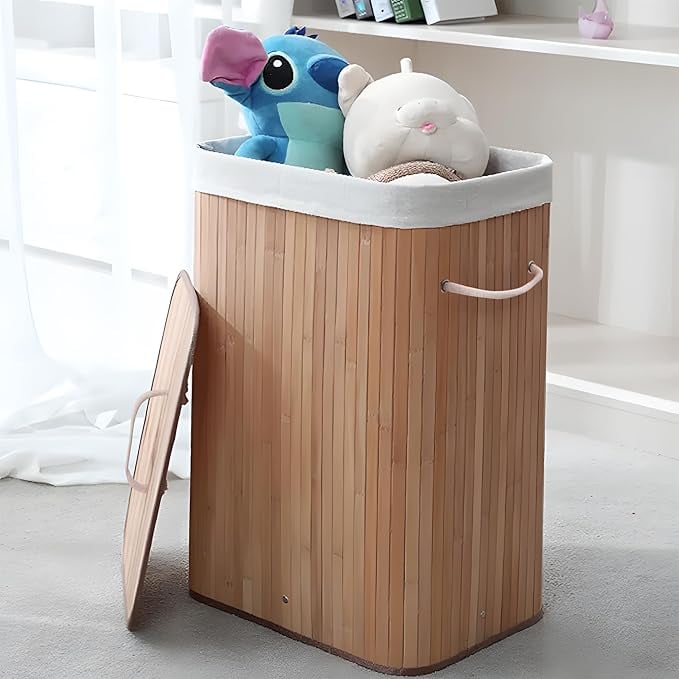 The Better Home Foldable Bamboo Laundry Basket With Lid product image from Amazon