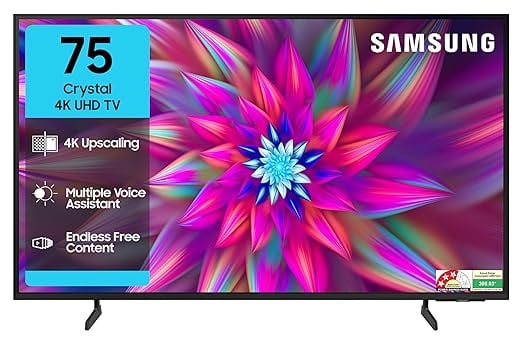 Samsung 189 cm 75 inches Crystal 4K Ultra HD Smart LED TV product image from Amazon