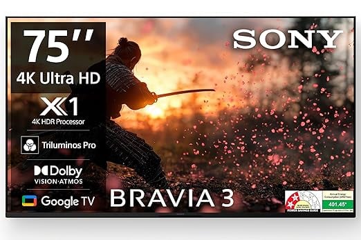 Sony BRAVIA 3 Series 189 cm 75 inches 4K Ultra HD AI Smart product image from Amazon