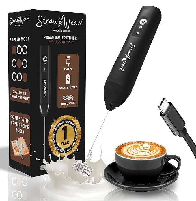 Coffee Frother Electric Double Whisk C Type Rechargeable product image from Amazon